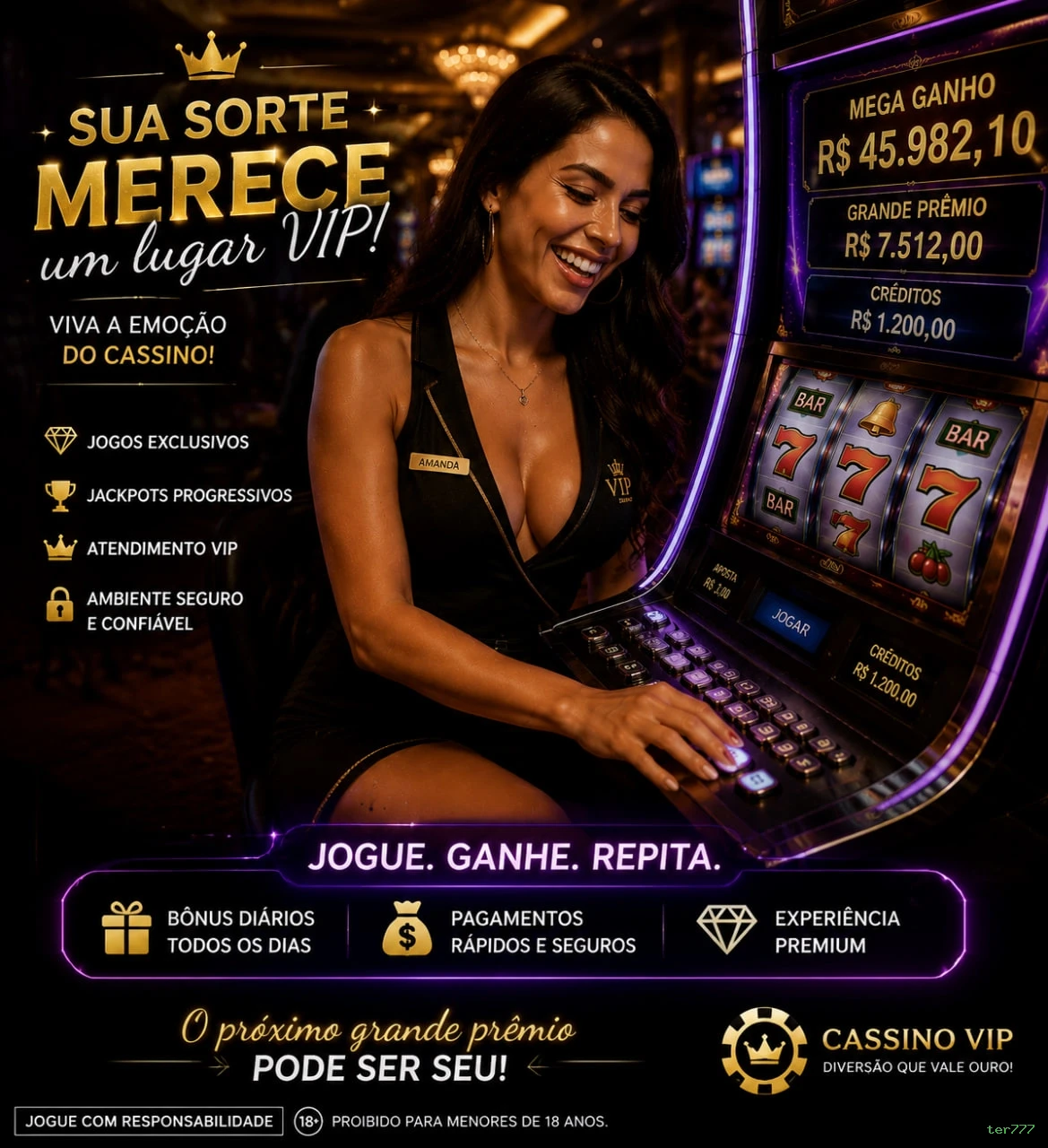 Imagem promocional do aplicativo mobile da ter777